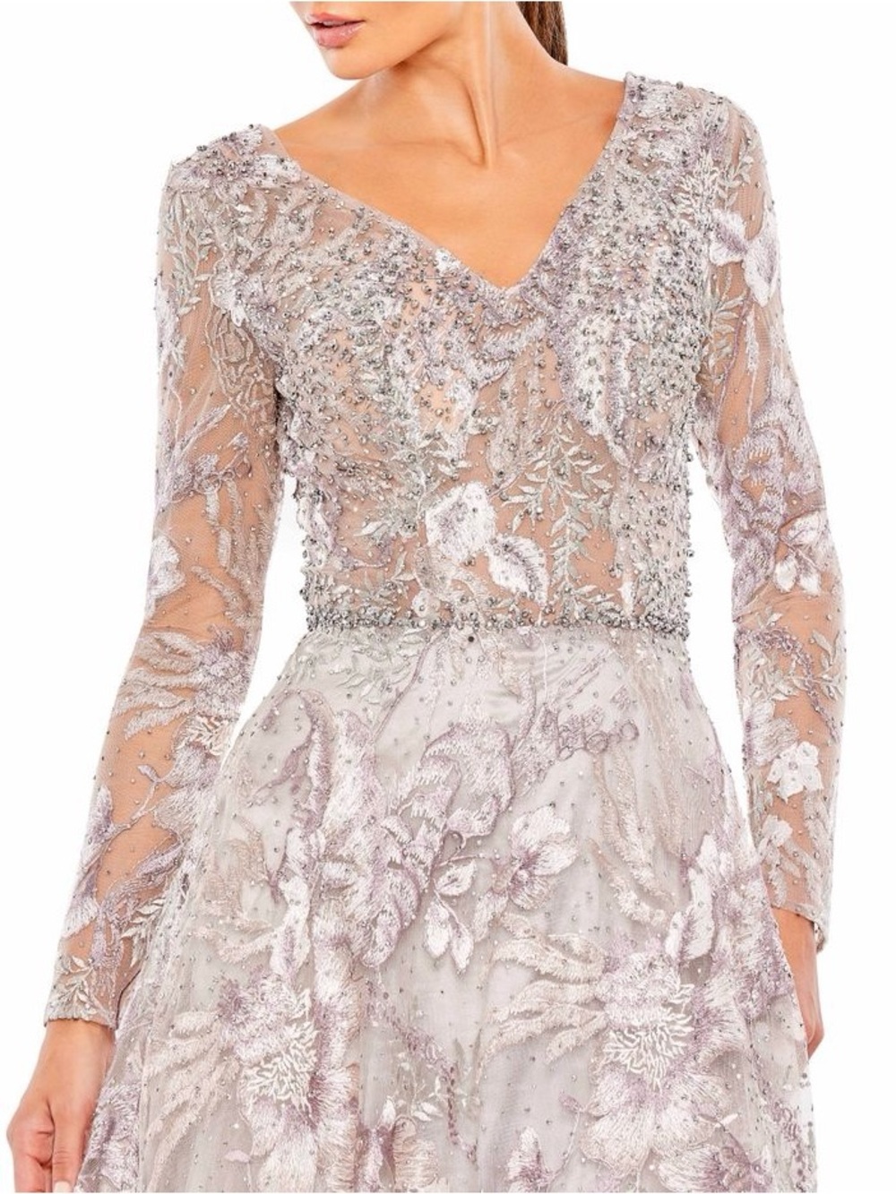 Mac Duggal 20214 Long Sleeve Formal Evening Dress in Vintage Lilac size 8 - Picture 12 of 12